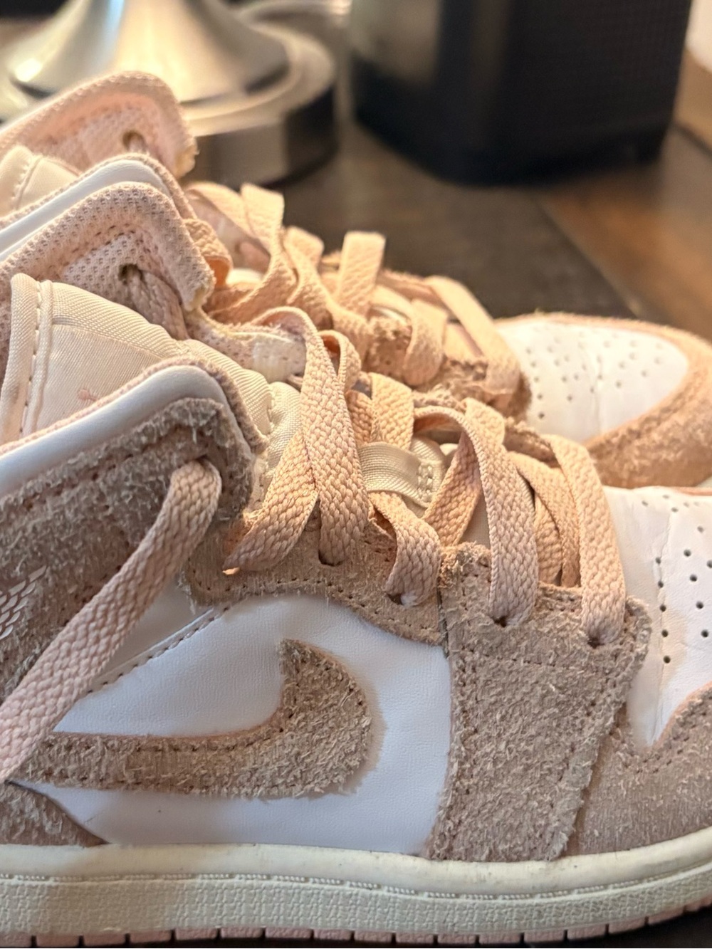 Nike Kids Pink and White High-Top Sneakers - Picture 2 of 6